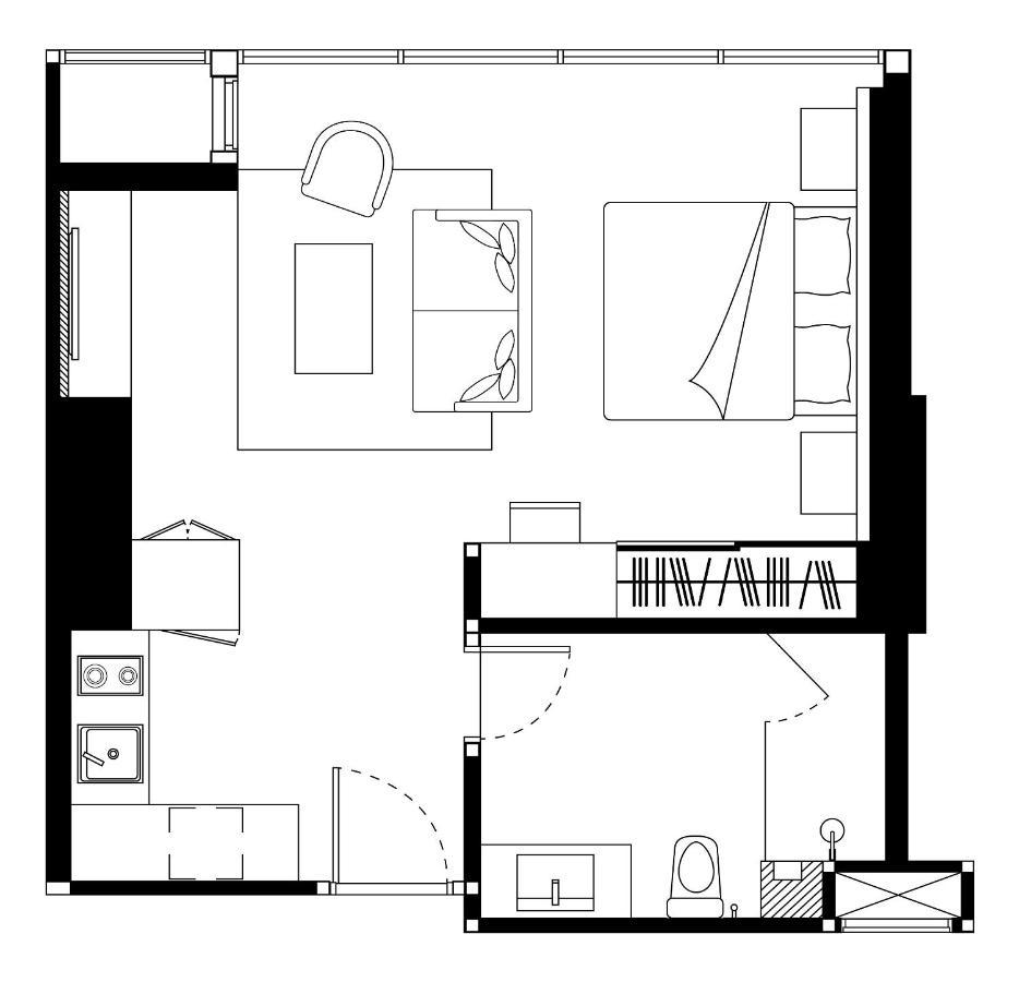 Somerset Rama 9 Bangkok Exterior foto A floorplan of a typical studio apartment